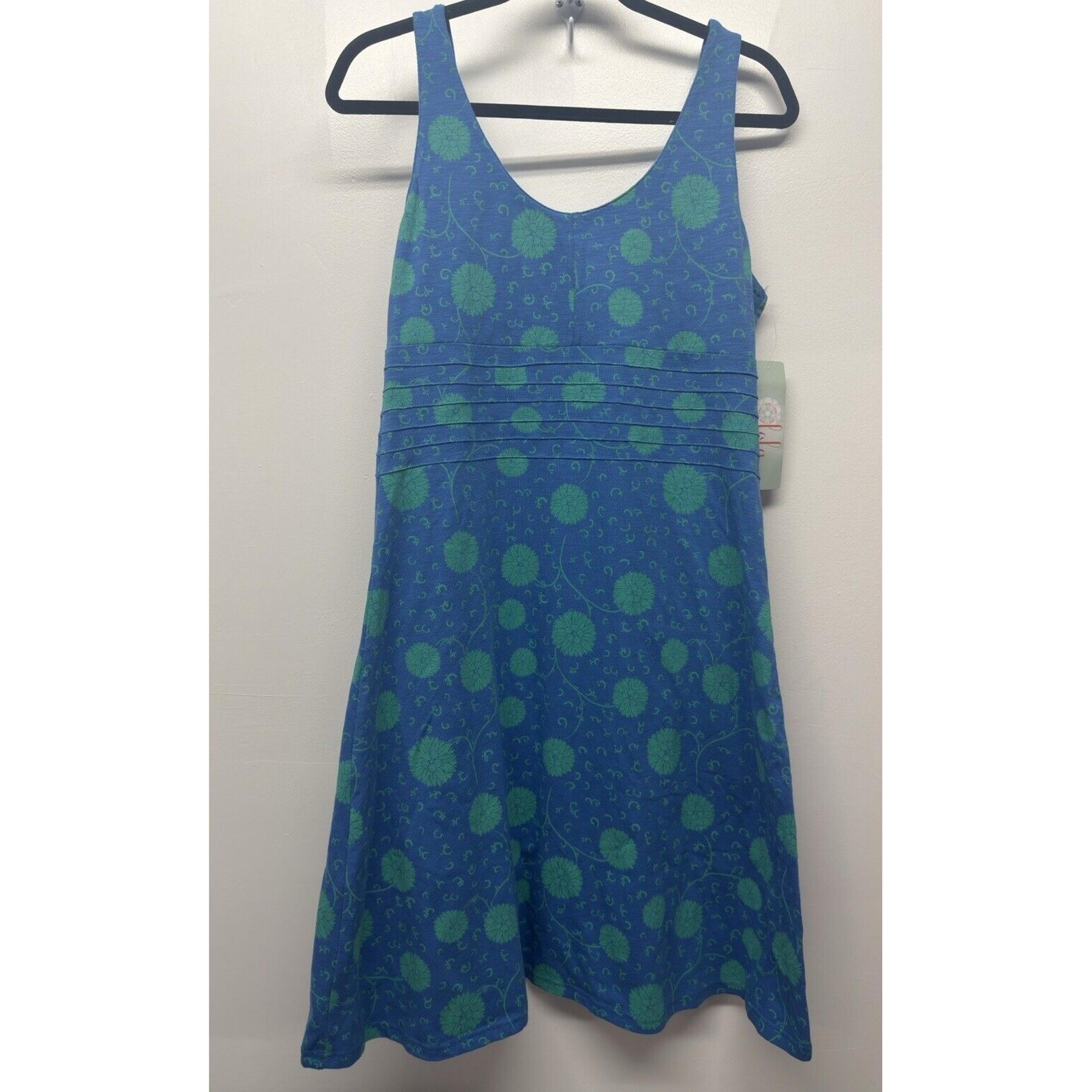 Lola Large Woman's Blue Green Casual Dress Cotton Adjustable Straps Stretch #8
