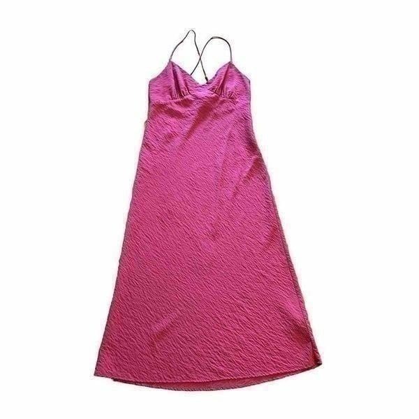 Madewell Midi Slip Dress Size 8 Bodycon Pink Crossback Strap