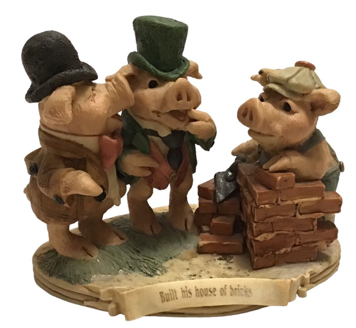 Vtg Built His House of Bricks 3 Little Pigs Figurine 232/3500 United Designs '91