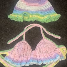 Crochet Hat and Bra Set