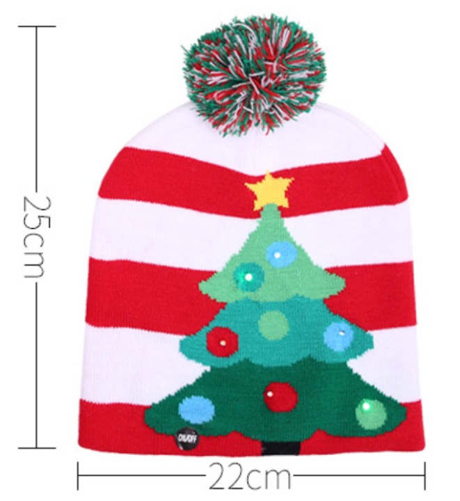 Winter Gift Knitted Warm LED POM POM Set Christmas Gift Pack Beanie Scarf
