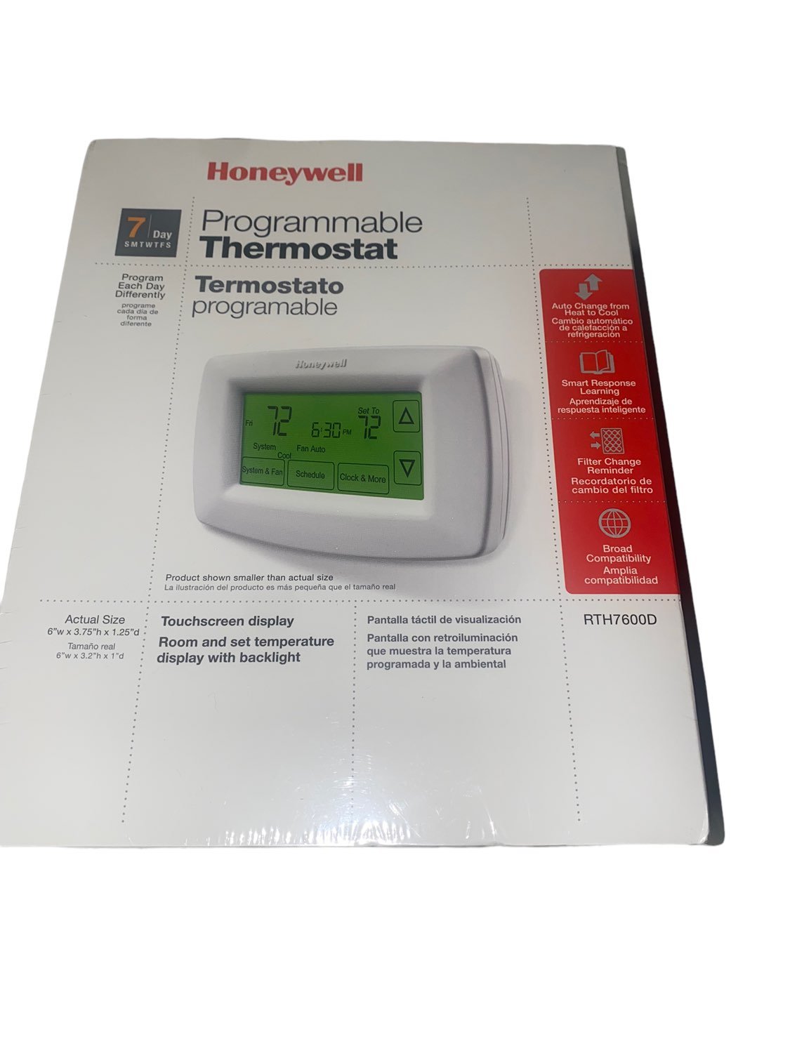 Honeywell Home RTH7600D 7-Day Programmable Touchscreen Thermostat