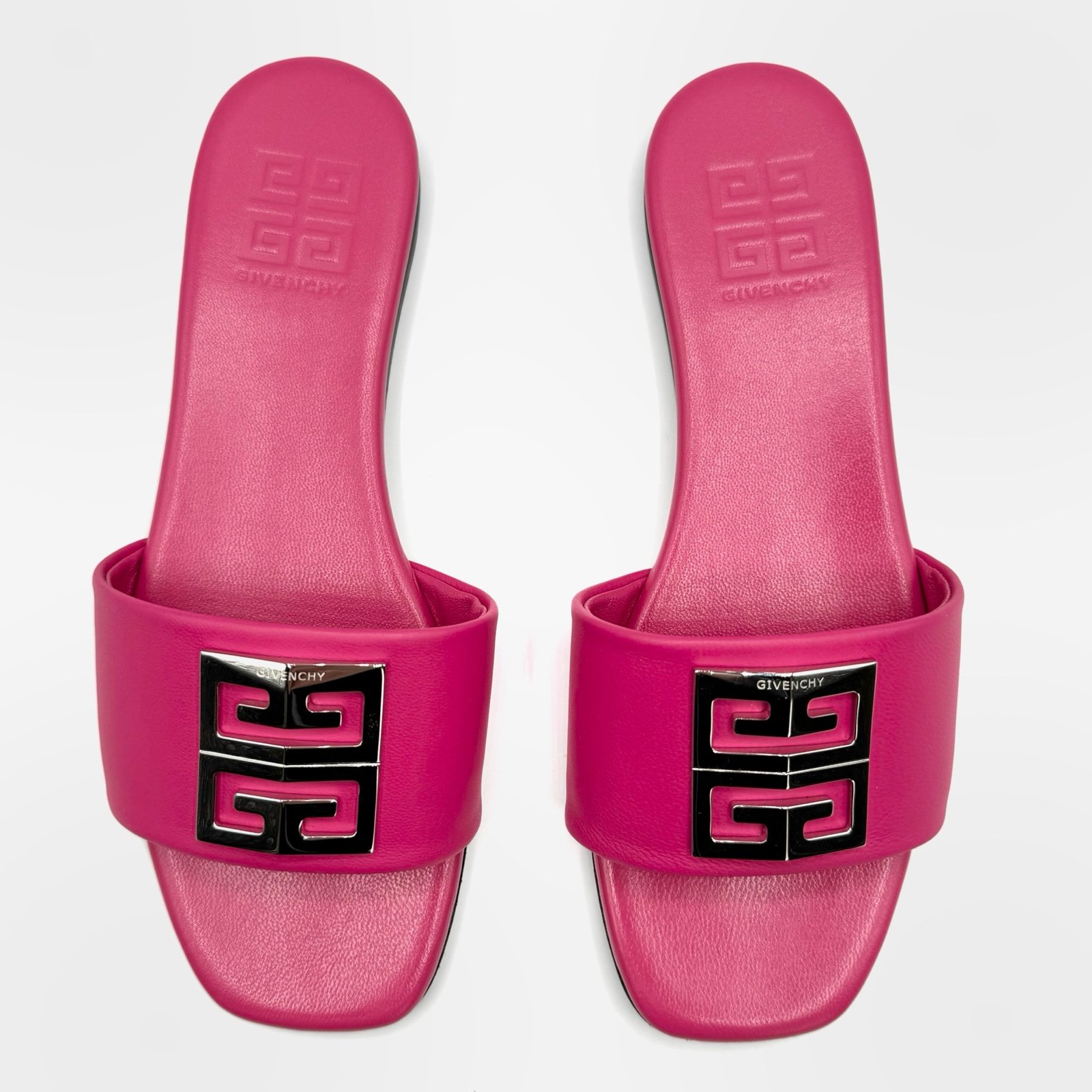 NEW Givenchy Pink 4G Logo Monogram Strapless Opened Toe Sandals Flats Shoes