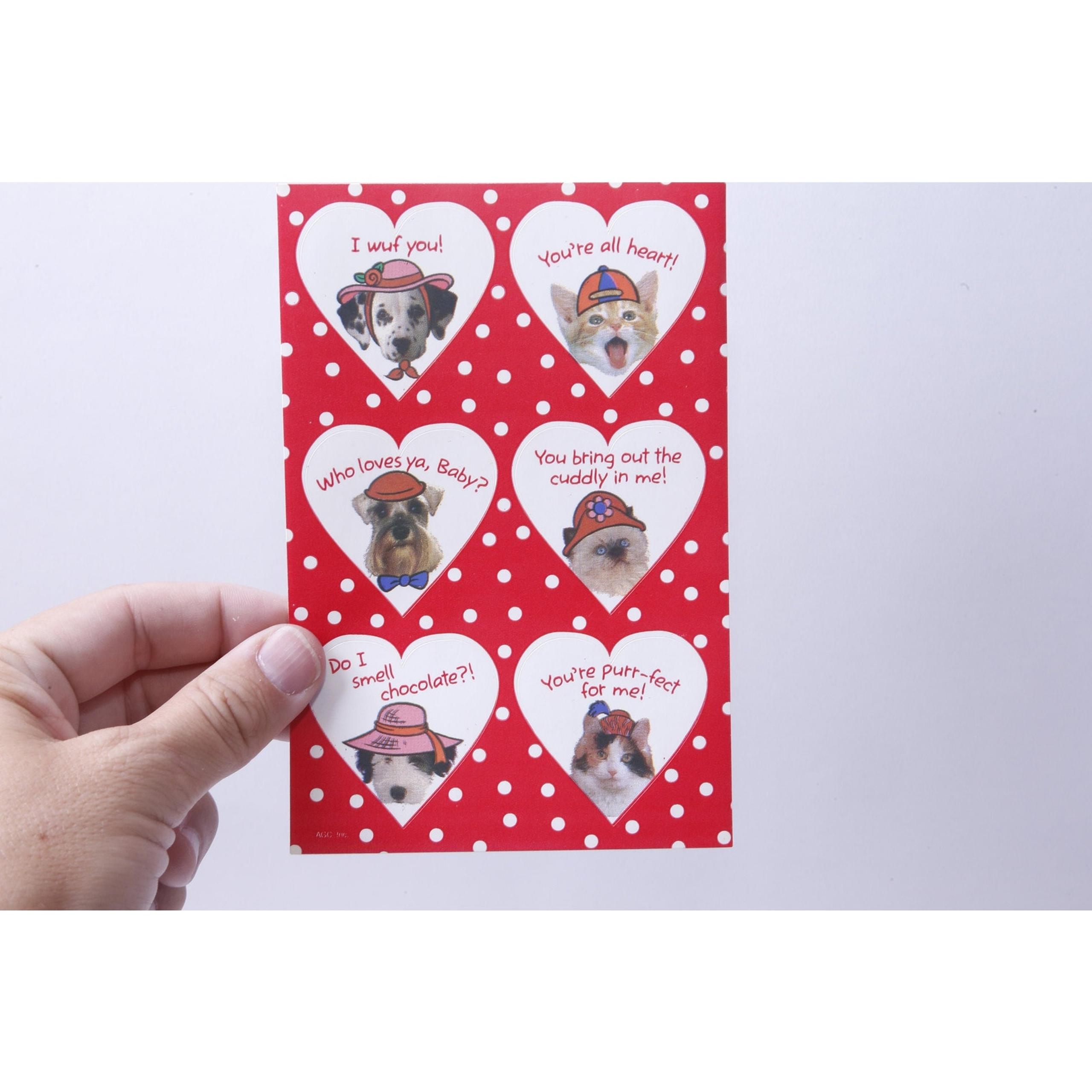 Cute, Animals, Hearts, Sticker Sheet, Warm Words, Phrases, Cats, Dogs, Pictures,