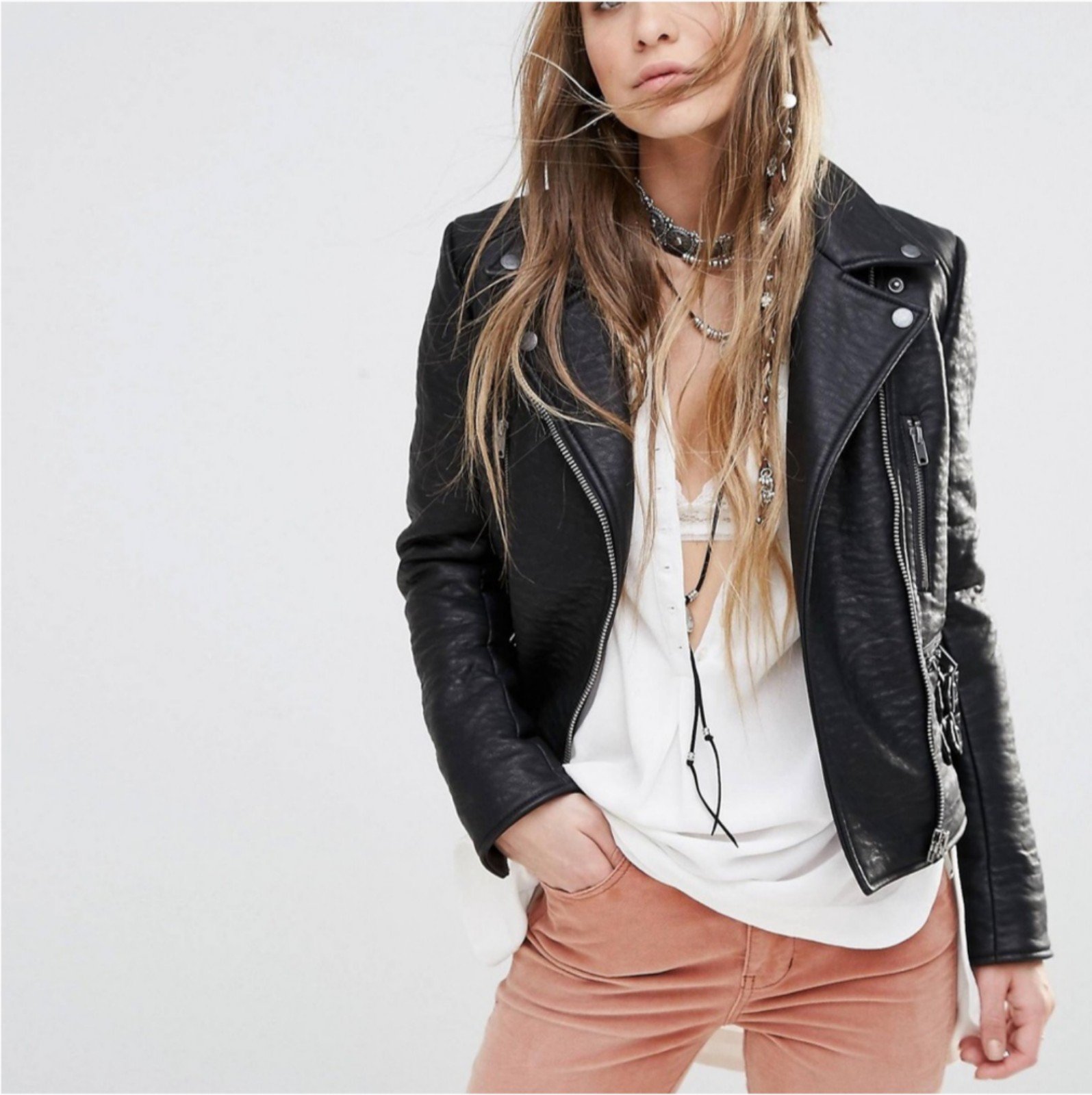 Free People Soho Vegan Leather Jacket Size 0