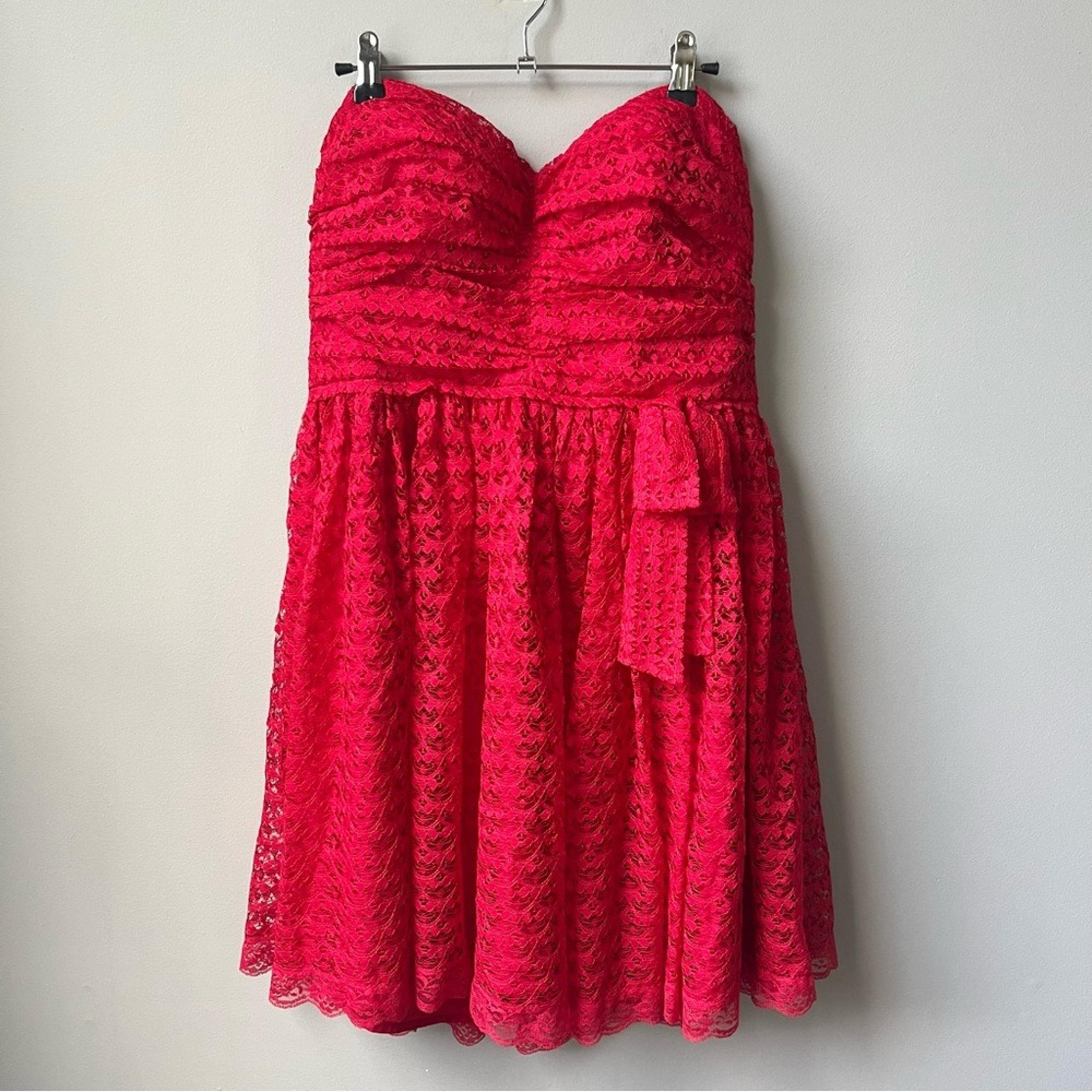 Vintage Y2K Dress Women's Size 14 Red Lace Sweetheart Bow Moda International
