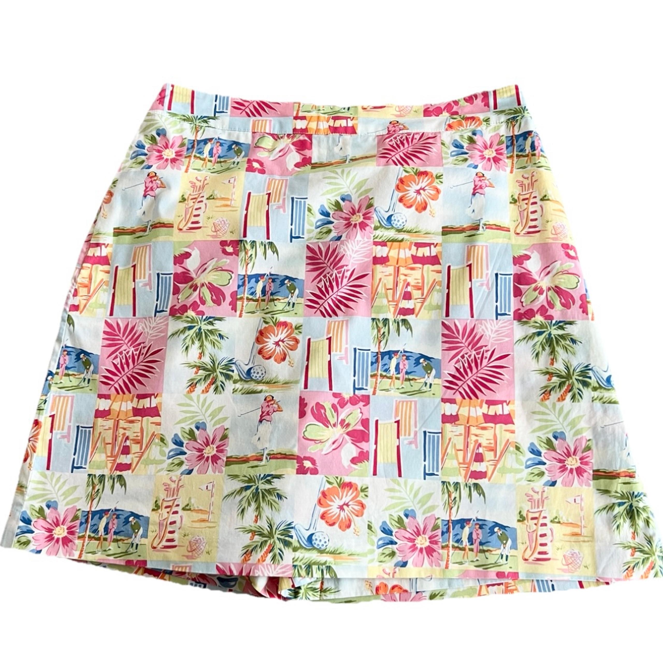 EP PRO Pink Blue Hawaiian Tropical Floral Golf Skort Activewear Size 6
