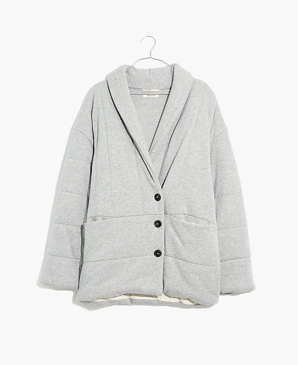 NWT Madewell Gray Sweatshirt Puffercoat Thick Outerwear Size XS Fall Winter