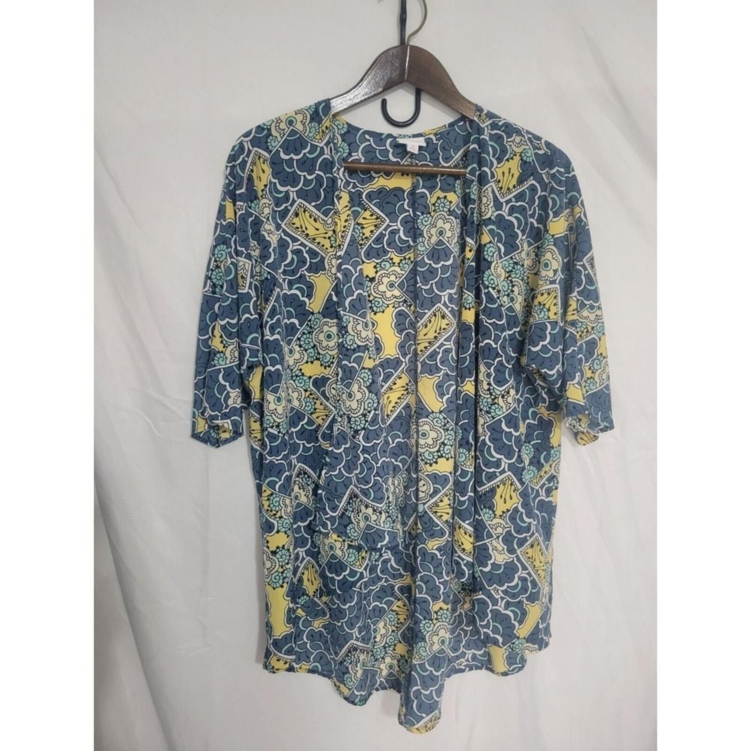 Lularoe Cover Up Womens Size M Open Front Kimono Multicolor Lightweight Cardigan