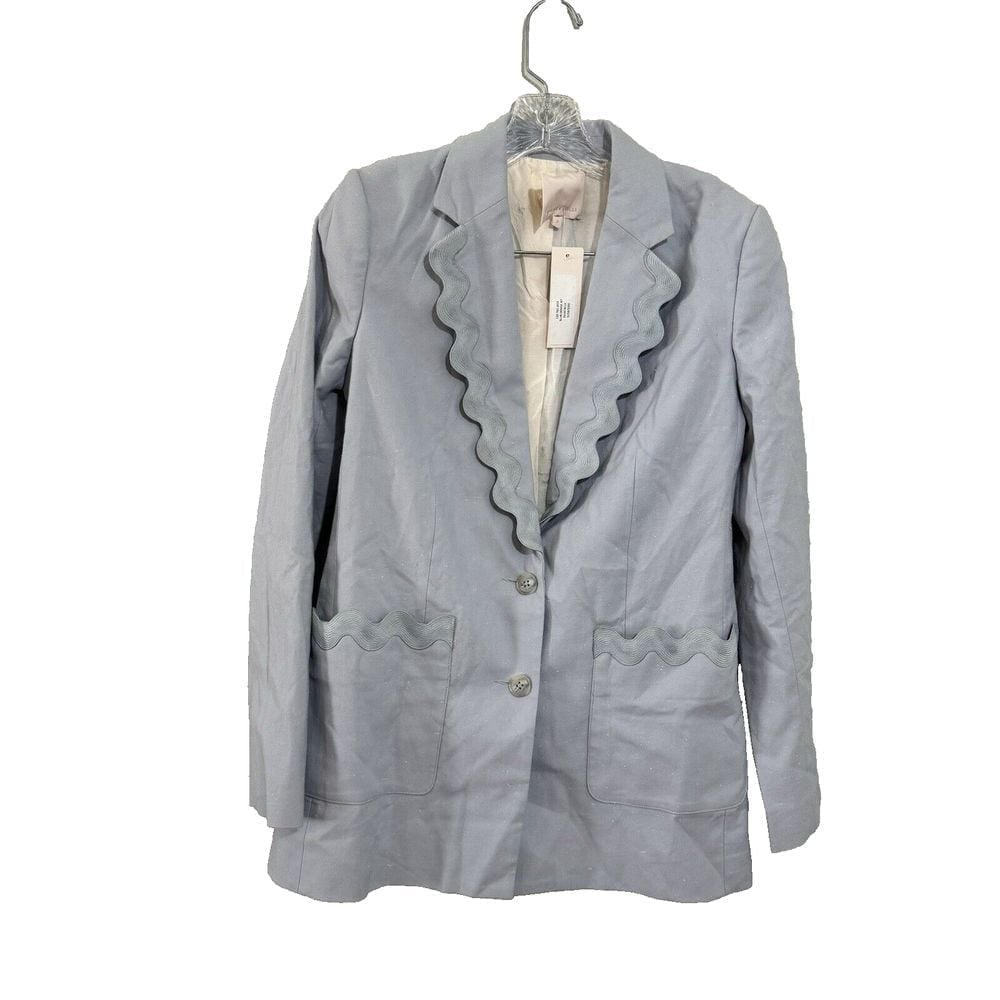 Rebecca Taylor New NWT Slub Denim Jacket Blue Blazer 2 259