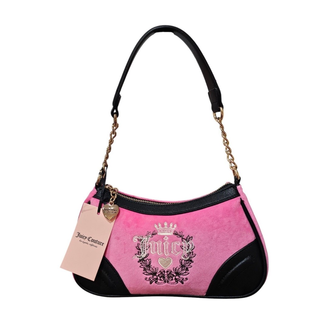 Juicy Couture Juicy Pink Love Velour Heritage Shoulder Bag New