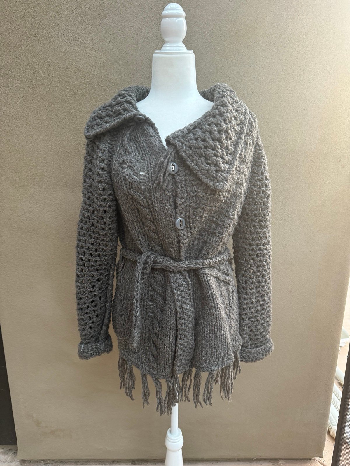 Bohemian cardigan wool size s Inspired handmade