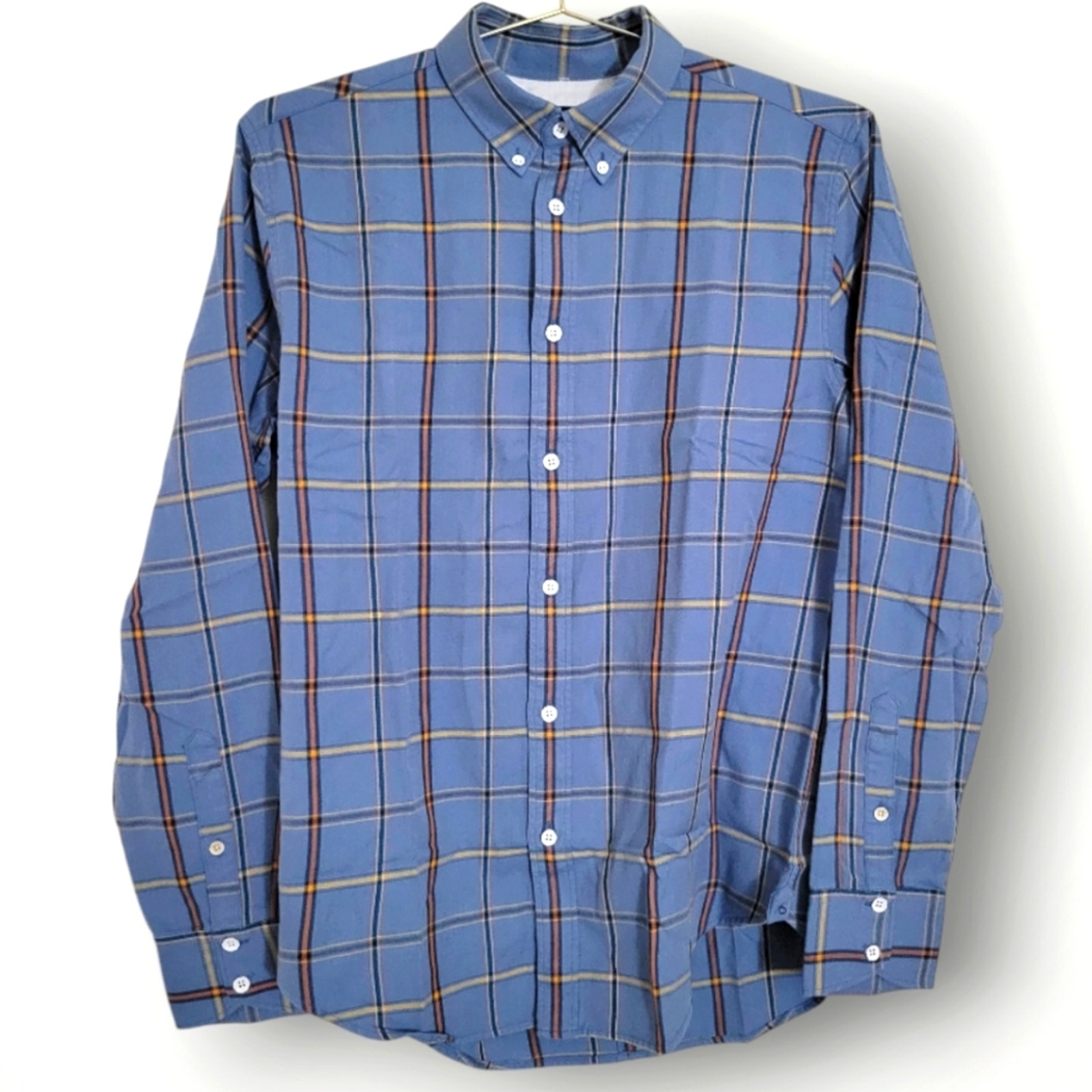 rag & bone Tomlin Shirt Size Medium Blue Plaid Slim Fit 2 Wool Blend