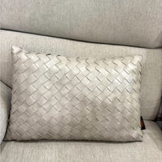 Frye Faux Leather Pillow Gray Braided Rectangle Zipper 19x13 inches
