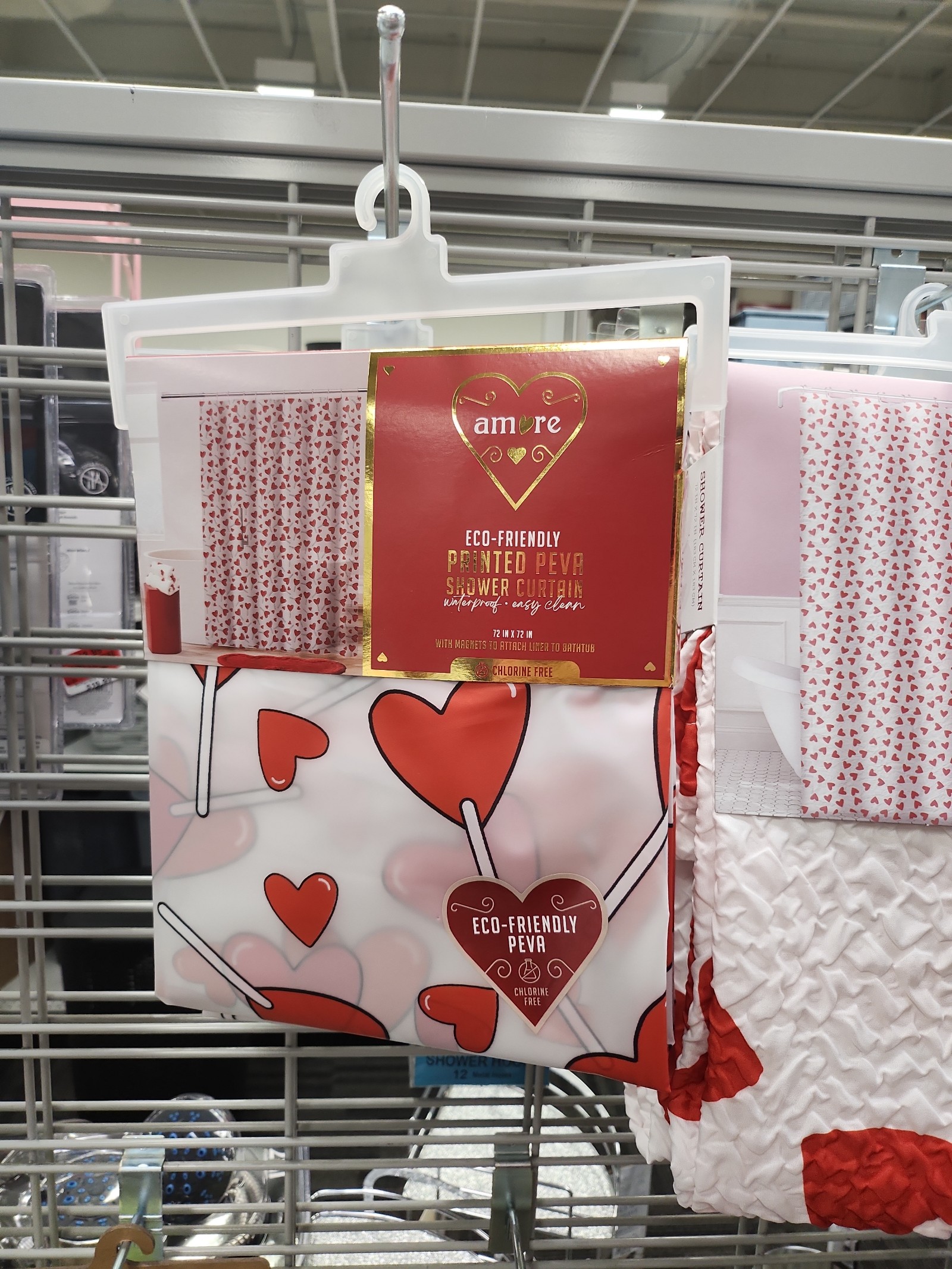 Heart-shaped lollipop Valentines Day shower curtain