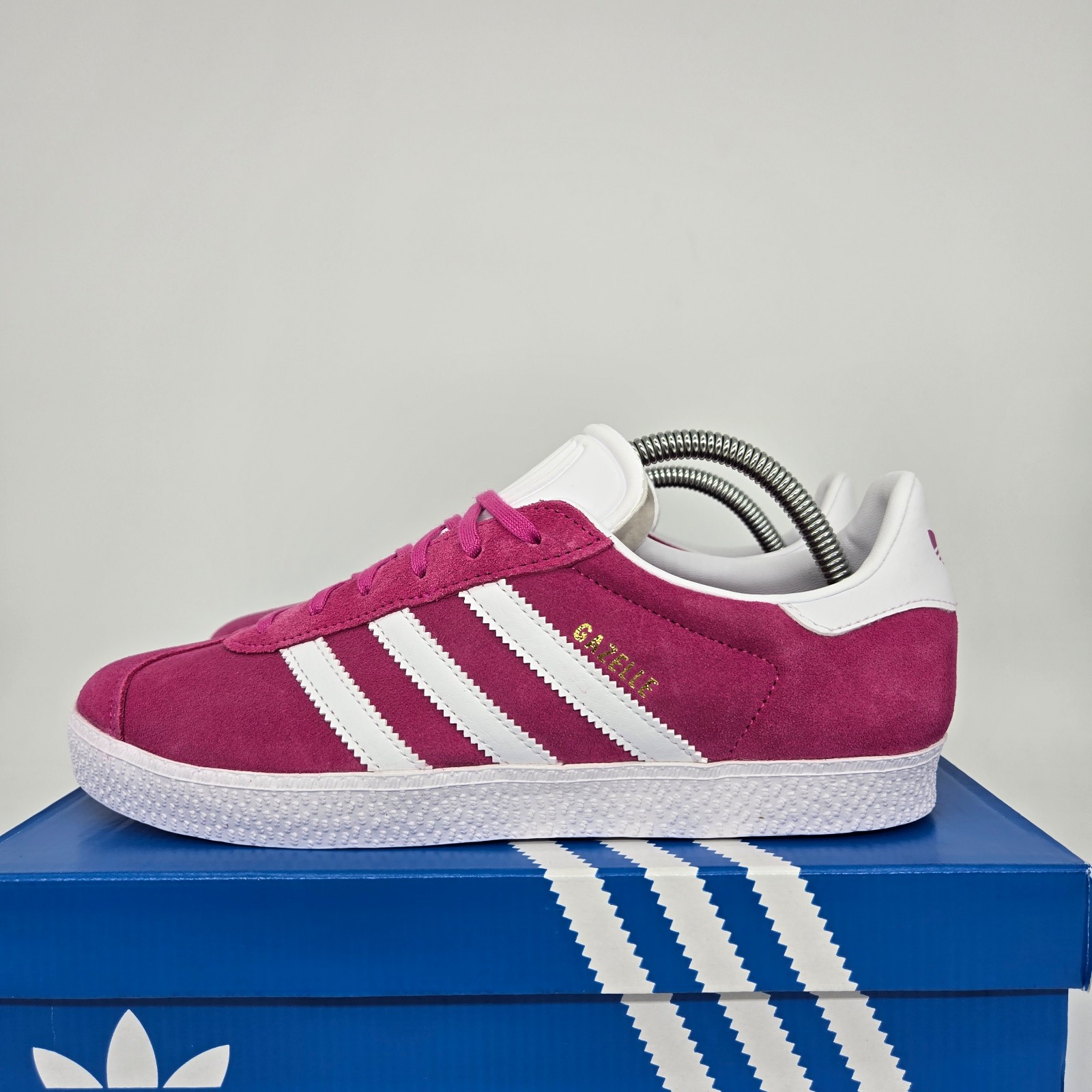 New adidas Gazelle Semi Lucid Fuchsia Cloud White Kids Shoes Size 7