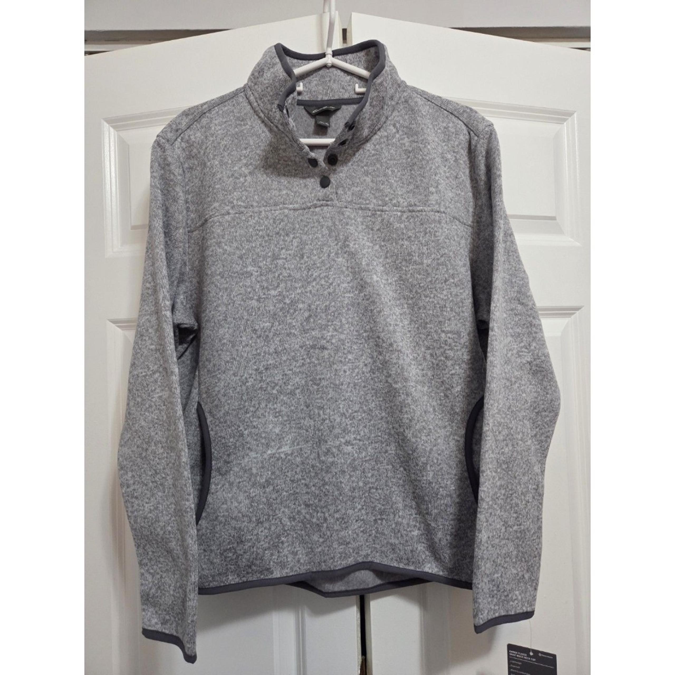 NWT Eddie Bauer Ember Fleece Snap Mock Neck Top, Women's XL, Gray