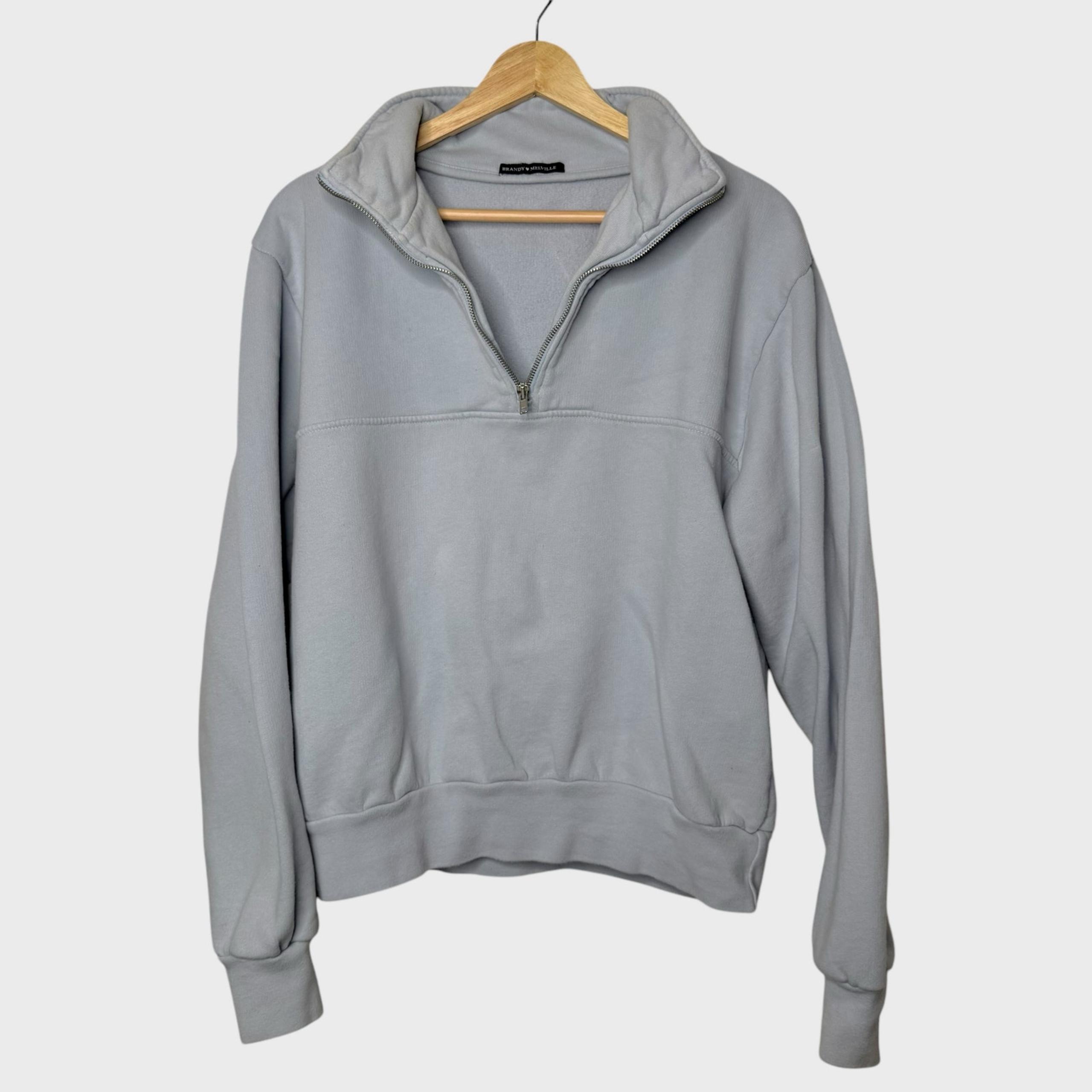 Brandy Melville Missie 1/4 Zip Sweatshirt | Light Blue Oversized  Long Sleeve
