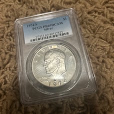 PCGS PR 69 DCAM Silver dollar coin 1974-S