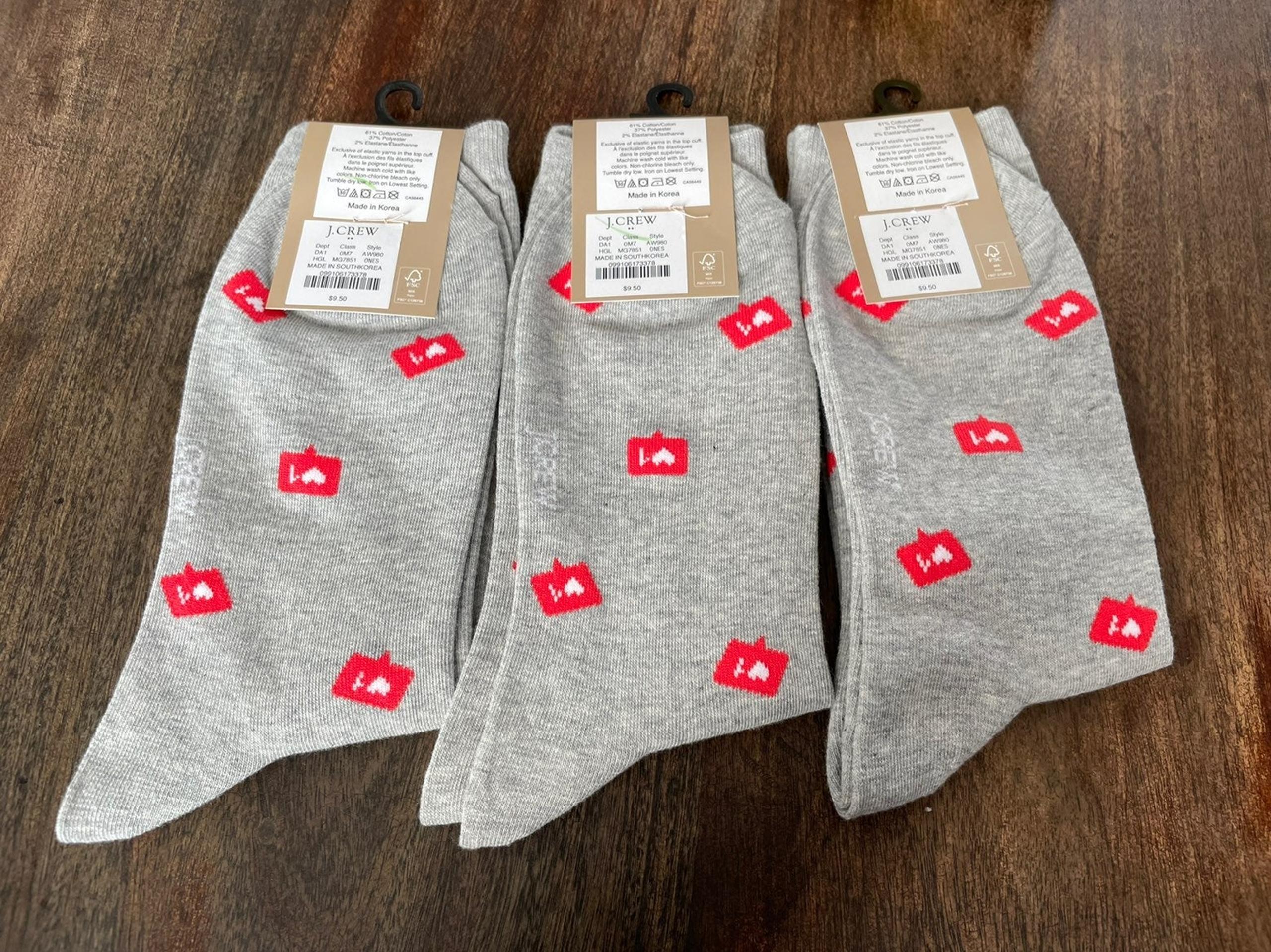 J Crew Like Love Heart Trouser Socks