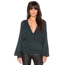 NEW! Free People 'Karina' Wrap Sweater in BLACK EMERALD (XS)