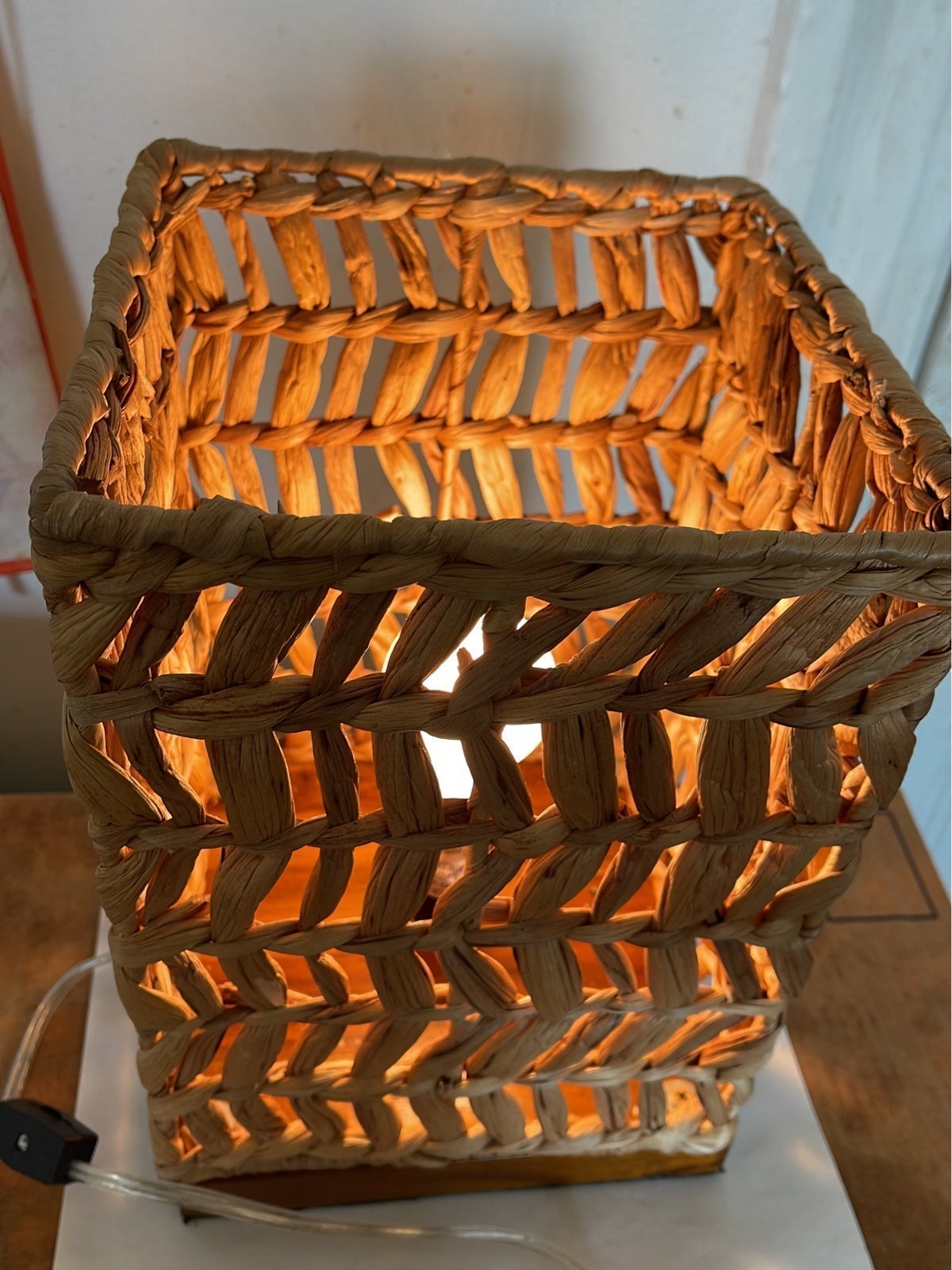 Handmade basket bedroom lamp nightstand desktop designer Boho Accent