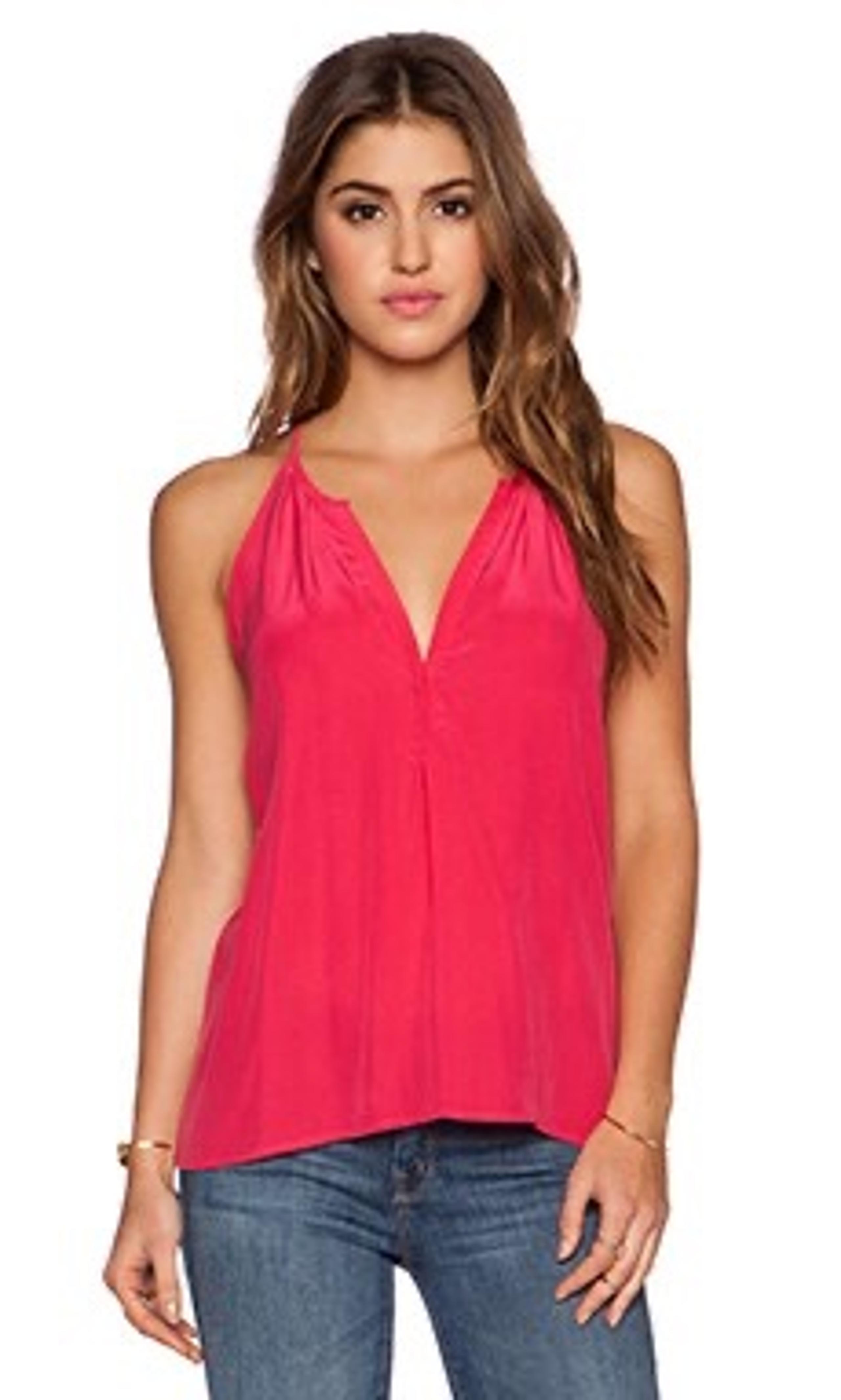 Joie Gethsemane Tank Top 100% Silk Split Neck Women’s Small Watermelon Pink