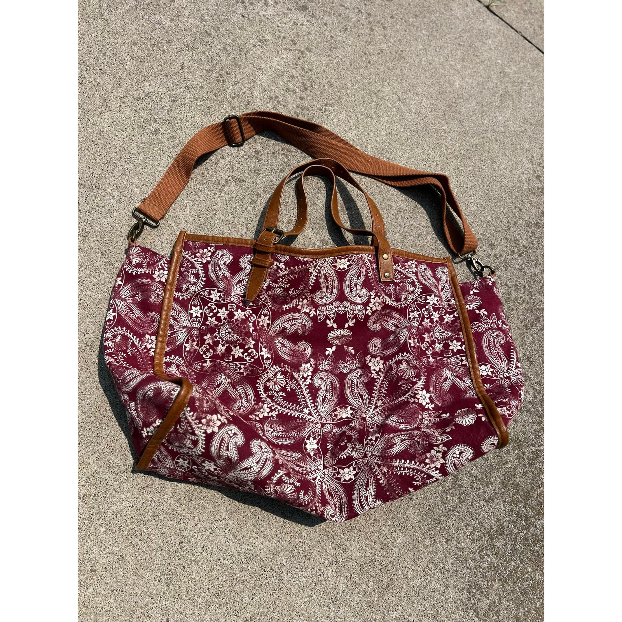 Mossimo Maroon Paisley Print Over the Shoulder Tote Bag