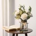 Fake Flowers with Vase Silk Roses Artificial Flowers gift White