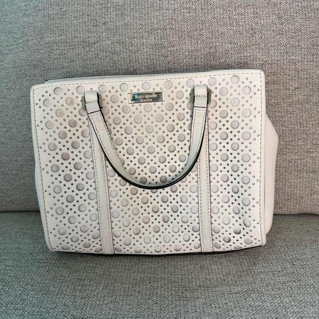 Kate Spade Newbury Lane Cutout Caning White Handbag
