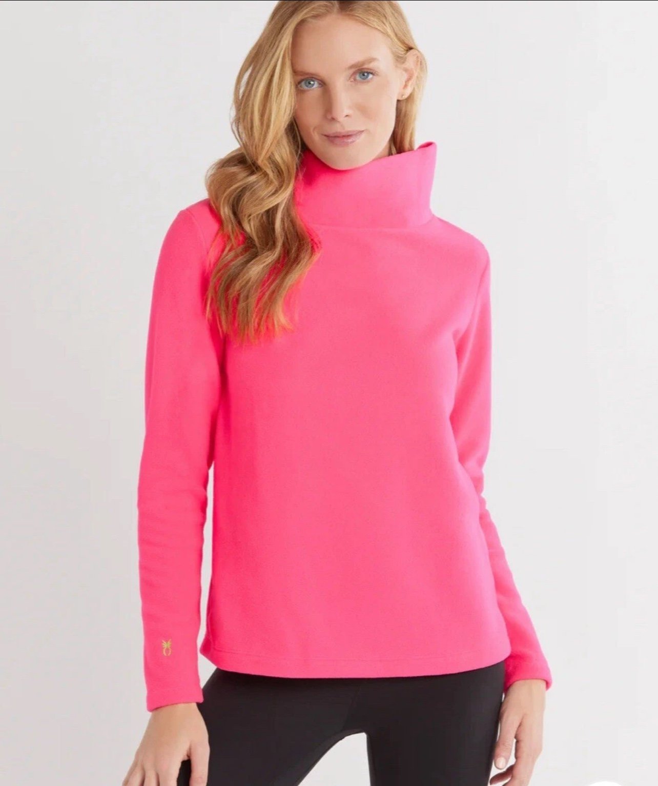Dudley Stephens Park Slope Turtleneck Sweater Pink Fleece Pullover USA MADE XXL