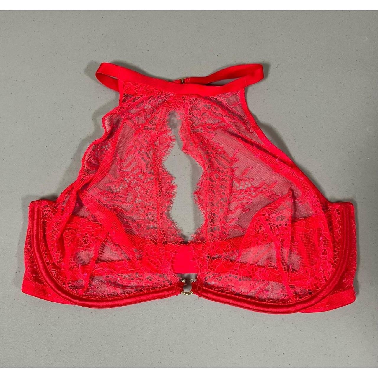 Victoria’s Secret Red Lace Halter Bra Bralette Lingerie Size S