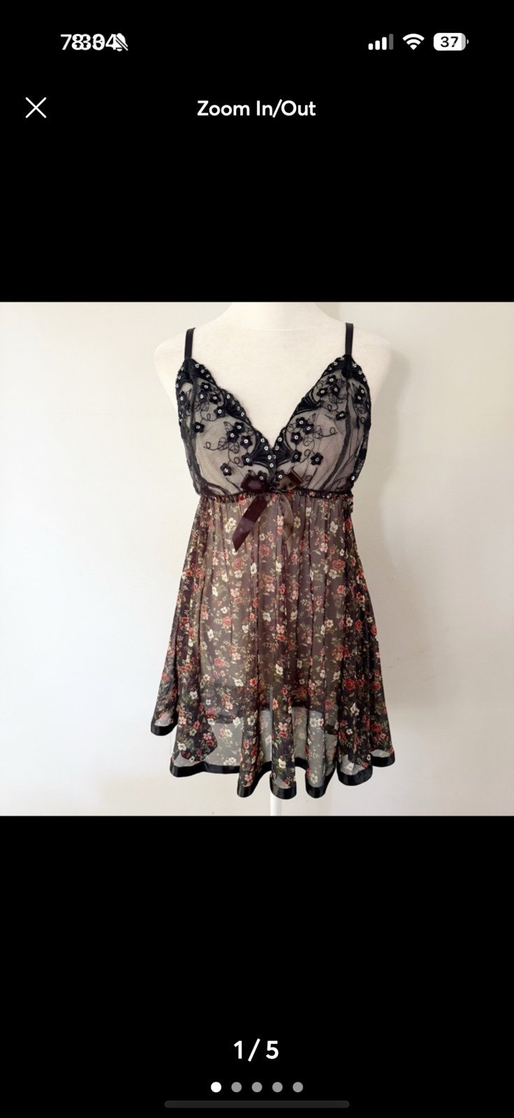 Vintage Y2K Sheer Dainty Floral Lace Sequin Babydoll Top Women Large Whimsigoth