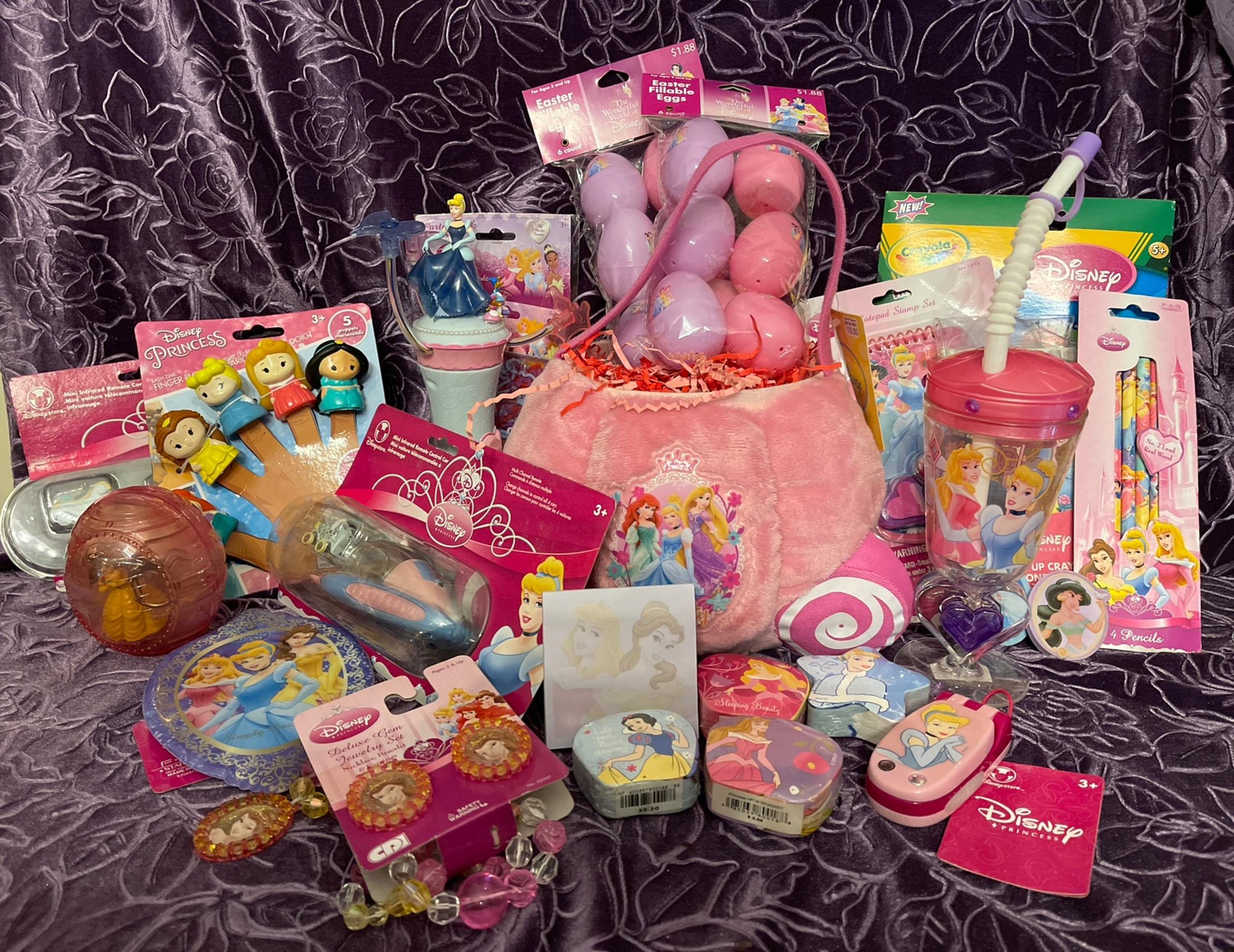 New Disney Princess Easter basket RC cars washcloths art cup spinner eggs phone