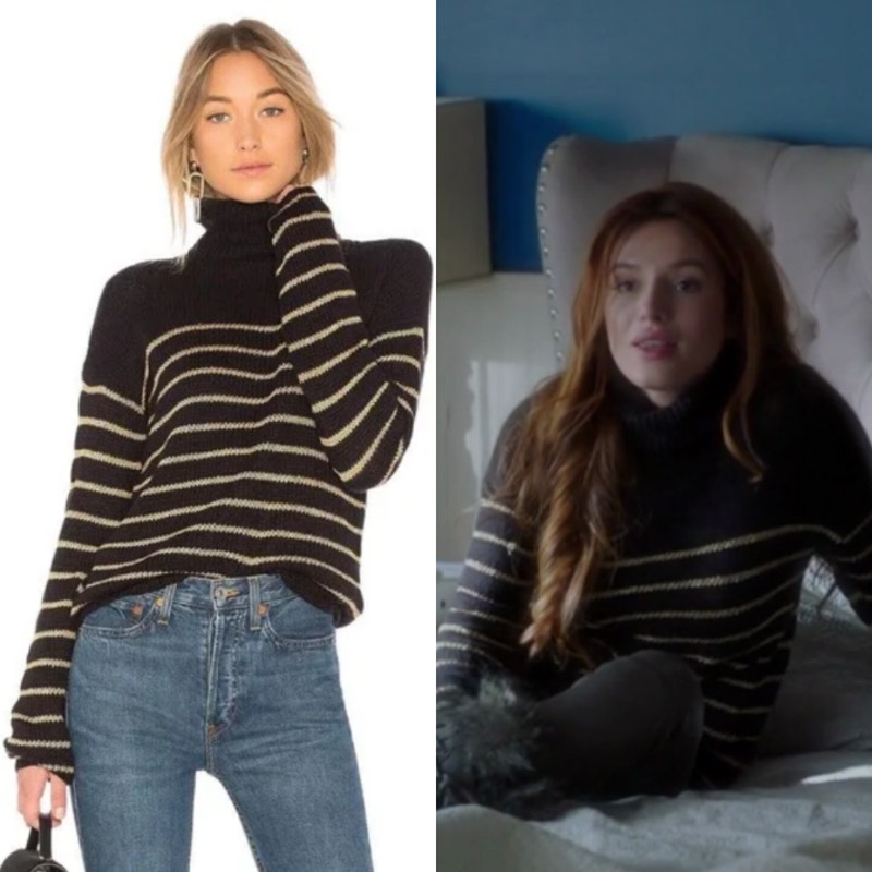 A.L.C Elisa Metallic Stripe Turtleneck Sweater XS Worn on TV Bella Thorne