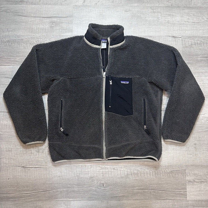 Patagonia Mens Large Retro-X Cardigan Deep Pile Fleece Jacket Full Zip Gray