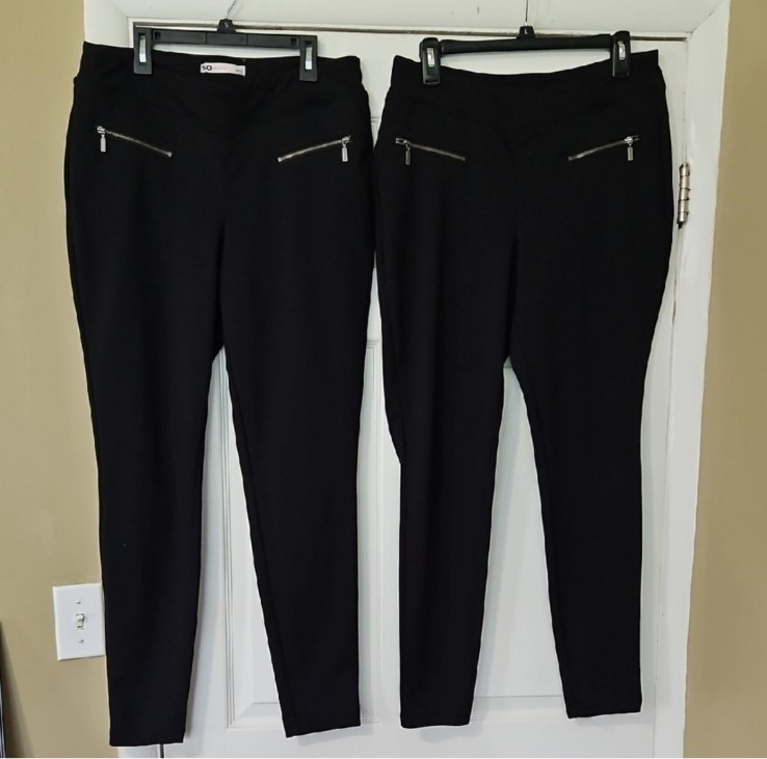 SO Black Skinny Pants with Zipper Accents Ponte Pants - Size Large- Set of 2!