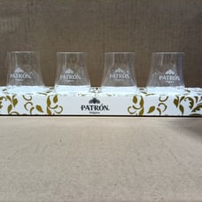 RARE!!! PATRON TEQUILA FOUR GLASS FLIGHT SET.