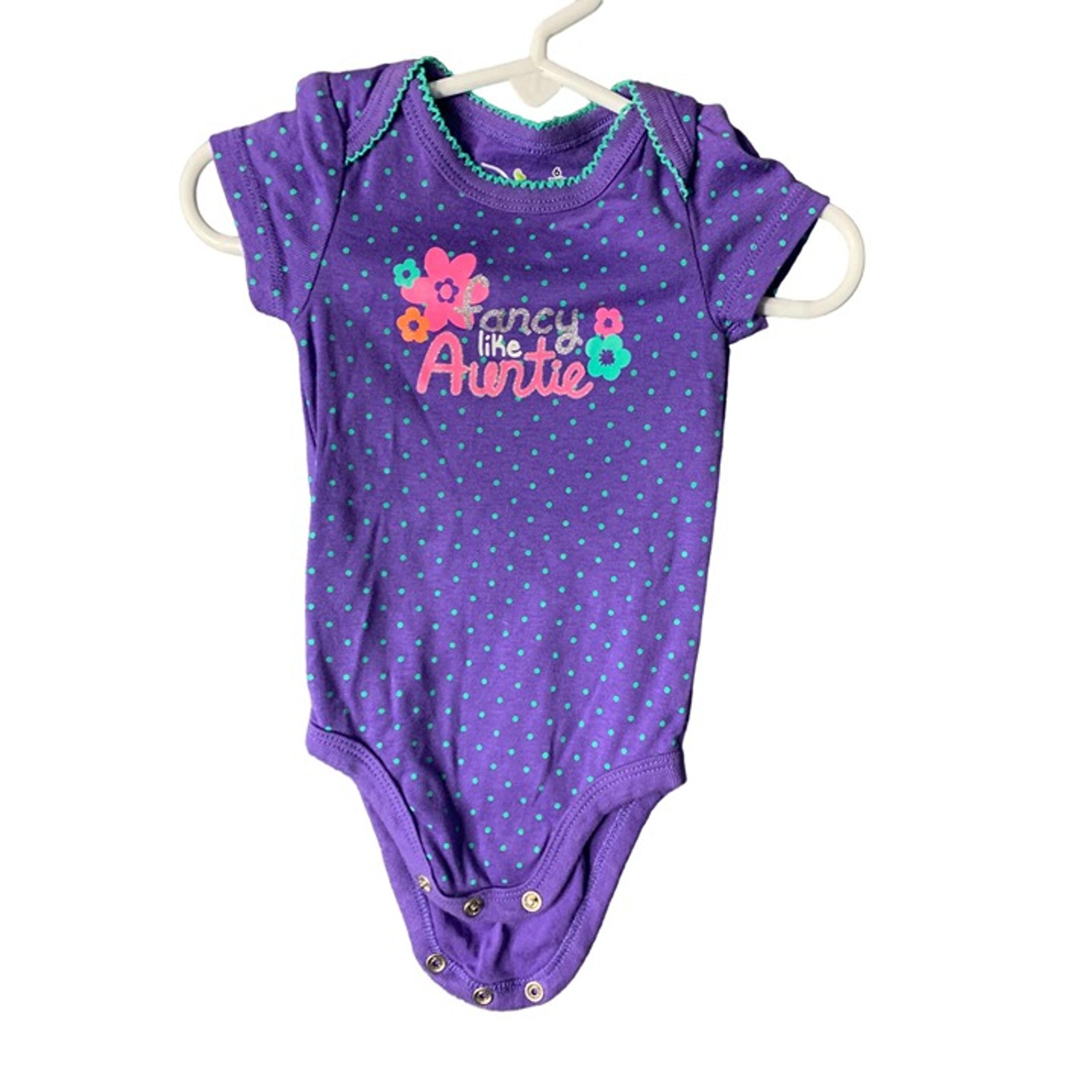 Jumping Beans Girls Infant Baby Size 6 months purple pink polka dots 1 piece bod
