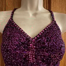 CUSTOM PURPLE BLACK SEQUIN RHINESTONE DANCE COSTUME OPEN BACK DRESS ADULT SMALL