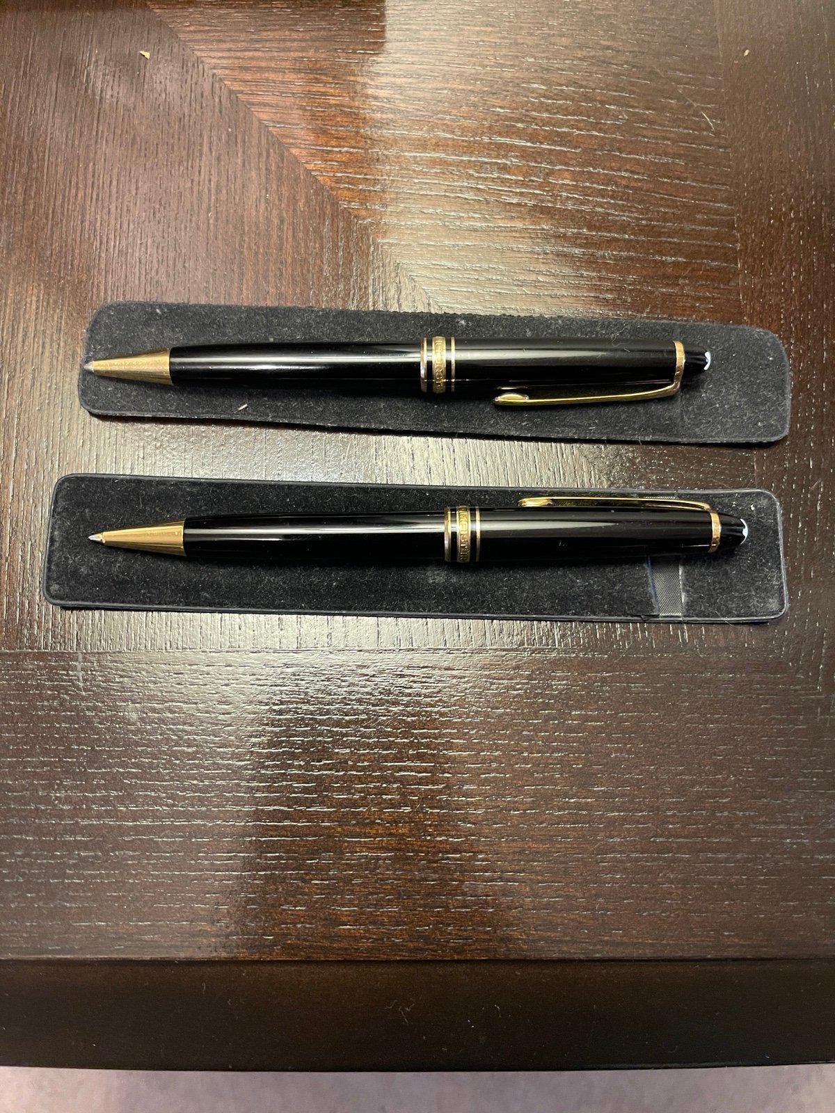 Montblanc Meisterstuck Mechanical Pencil & Ball Point Pen black W/Sleeve Holders