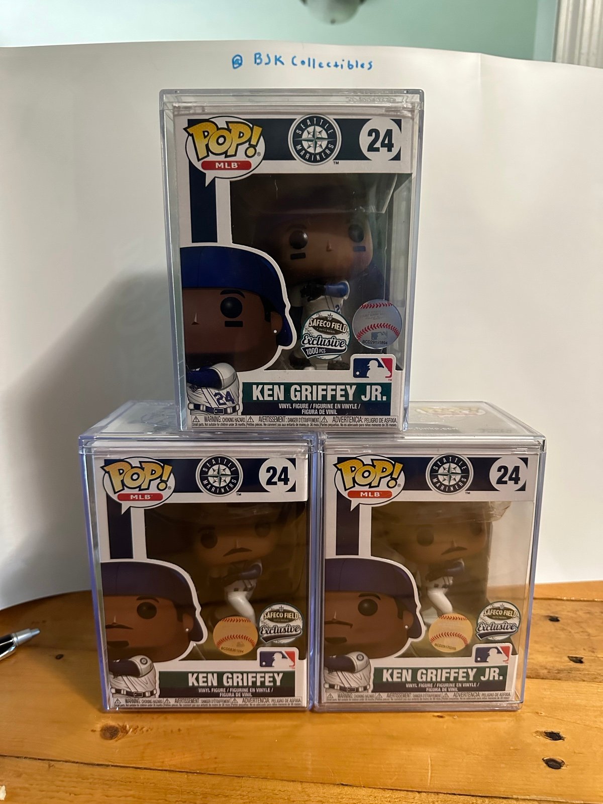Mint Funko Pop MLB Ken Griffey Jr. Set of 3 Safeco Field Exclusive Rookie Error