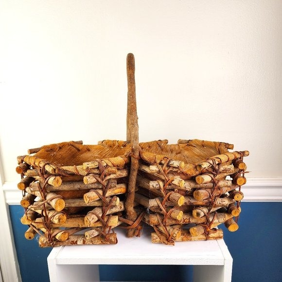 Wooden Logs Dual Basket With Handle