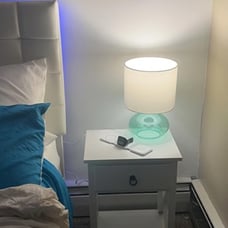 Small Glass Raindrop Bedside Table Lamp with White Fabric Shade