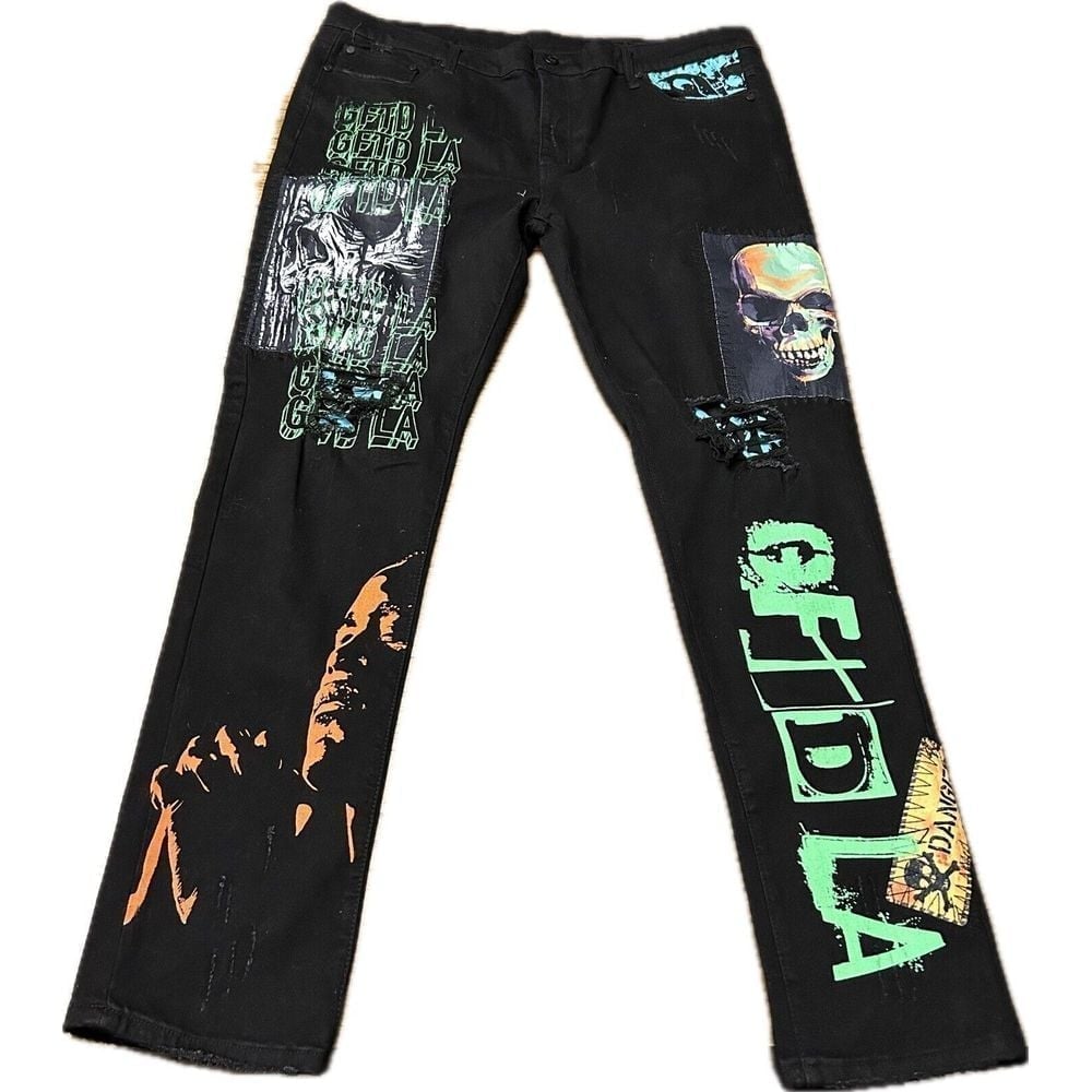 GFTD Los Angeles Black Emo Skinny Jeans Size 42x34 Alt 2010s