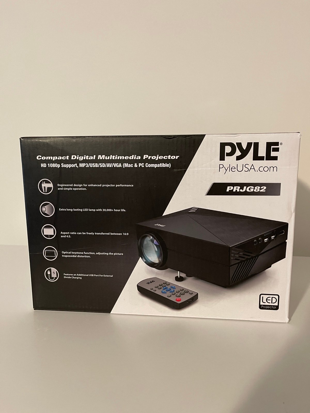 Pyle Compact Home Projector w/ Adjustable Screen Size and Internal Speaker