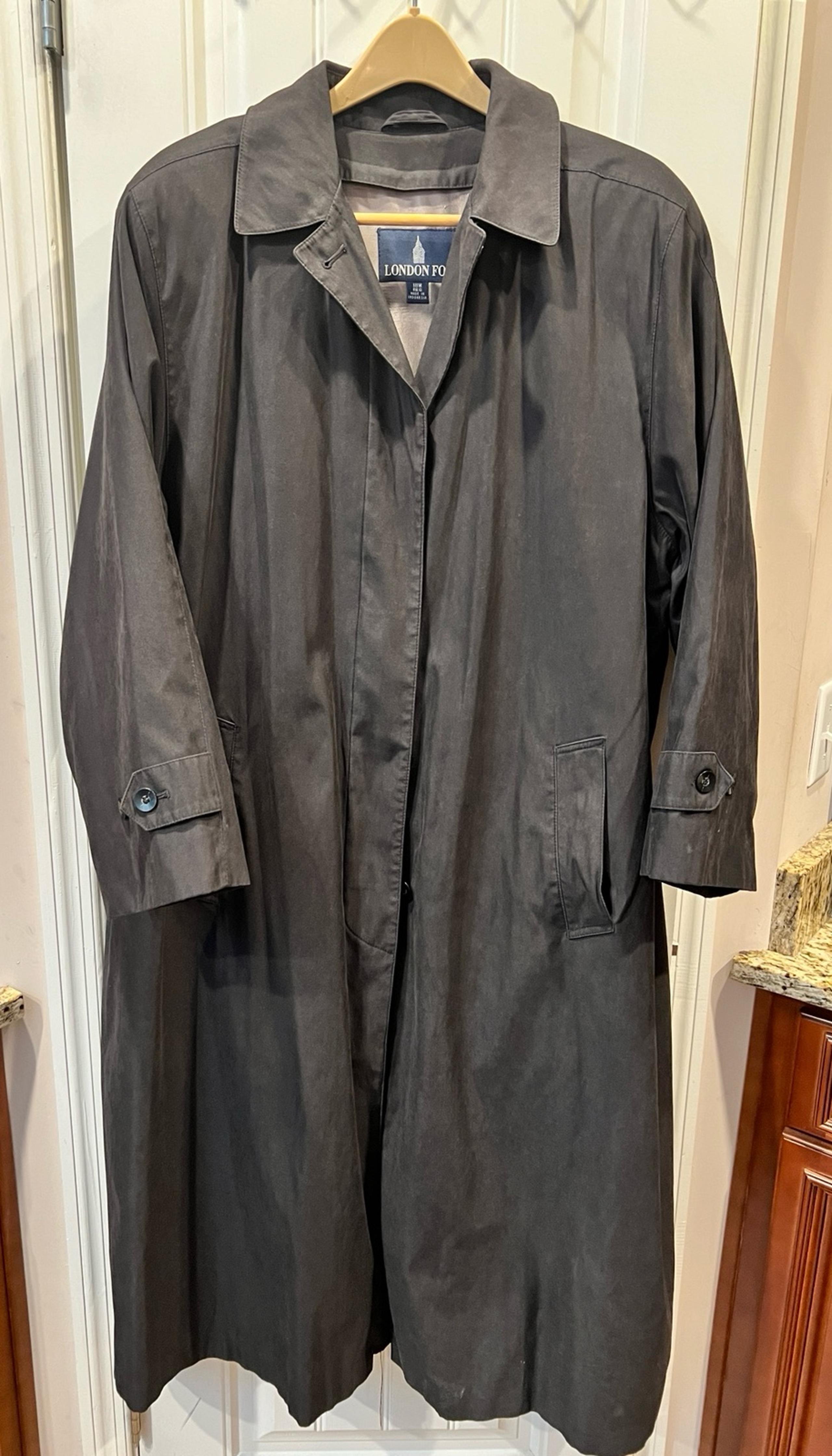London Fog Black Trench Coat Fleece Lined Winter Coat Size 18w