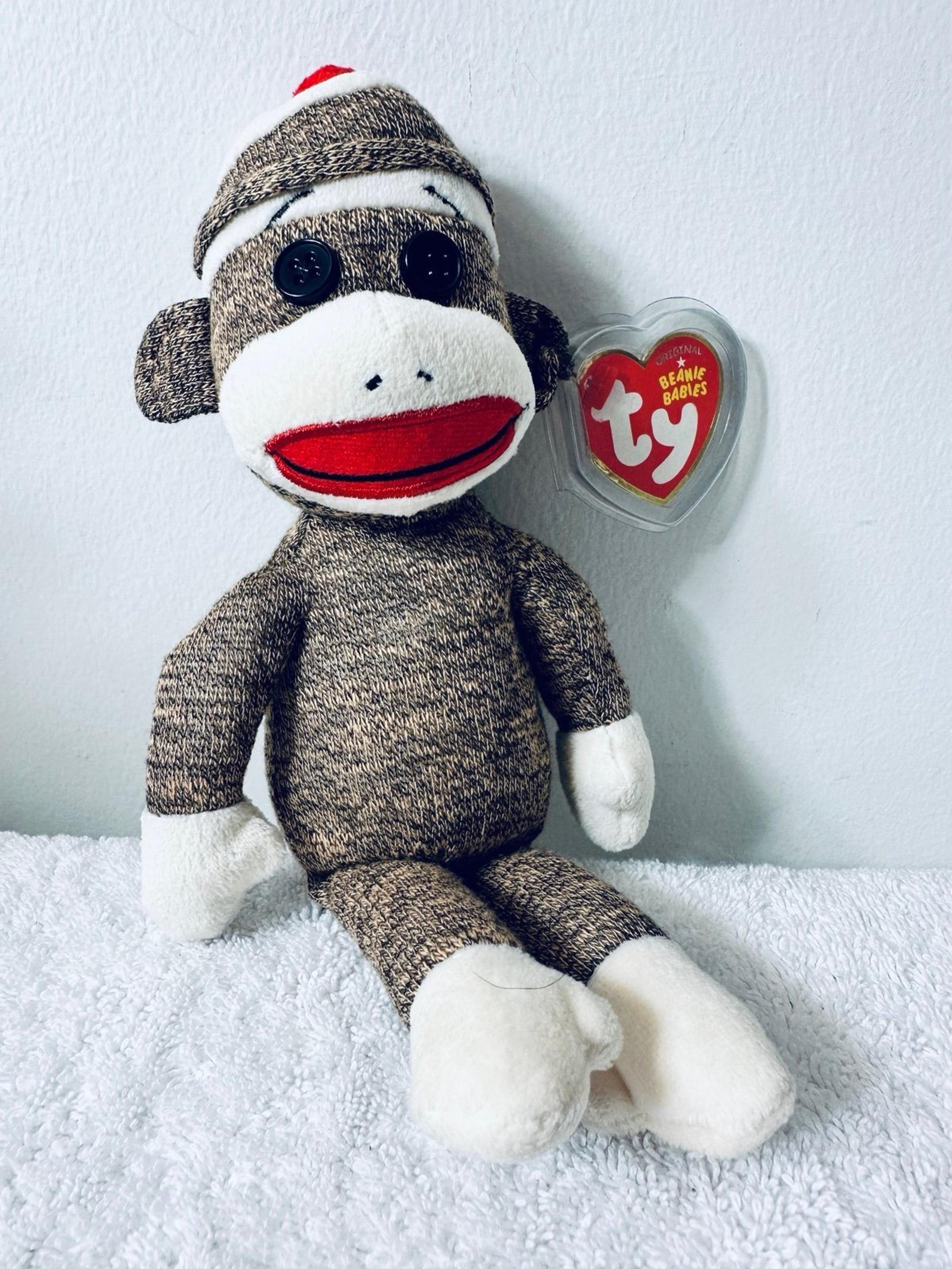 Ty SOCKS the BROWN SOCK MONKEY Beanie Baby - MINT with MINT TAGS