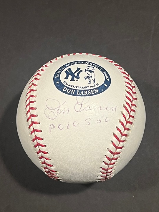 DON LARSON AUTOGRAPHED BASEBALL WORLD SERIES PERFECT GAME 10-8-56 BC Sports Auth
