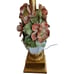 Mid Century Italian Handmade Porcelain Floral Flower Vase Bouquet Tbl. Lamp 25